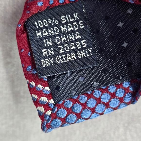 Stafford Essentials Burgundy Stripe Dot 100% Silk Executive Men's Neck Tie - Picture 5 of 6